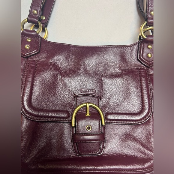 Coach Campbell Belle Bordeaux Burgundy Leather Shoulder Bag Gold Hardware - Picture 4 of 15